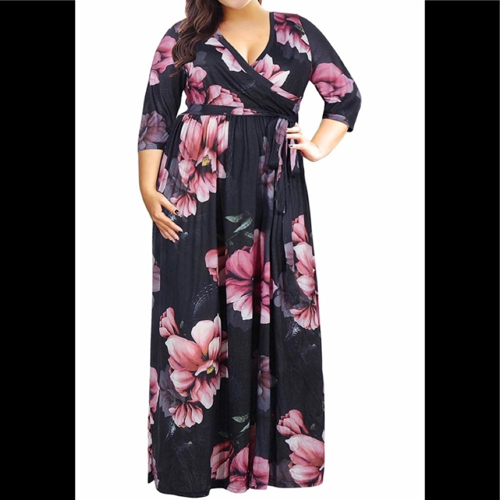 Nemidor Women's 3/4 Sleeve Floral Print Plus Size